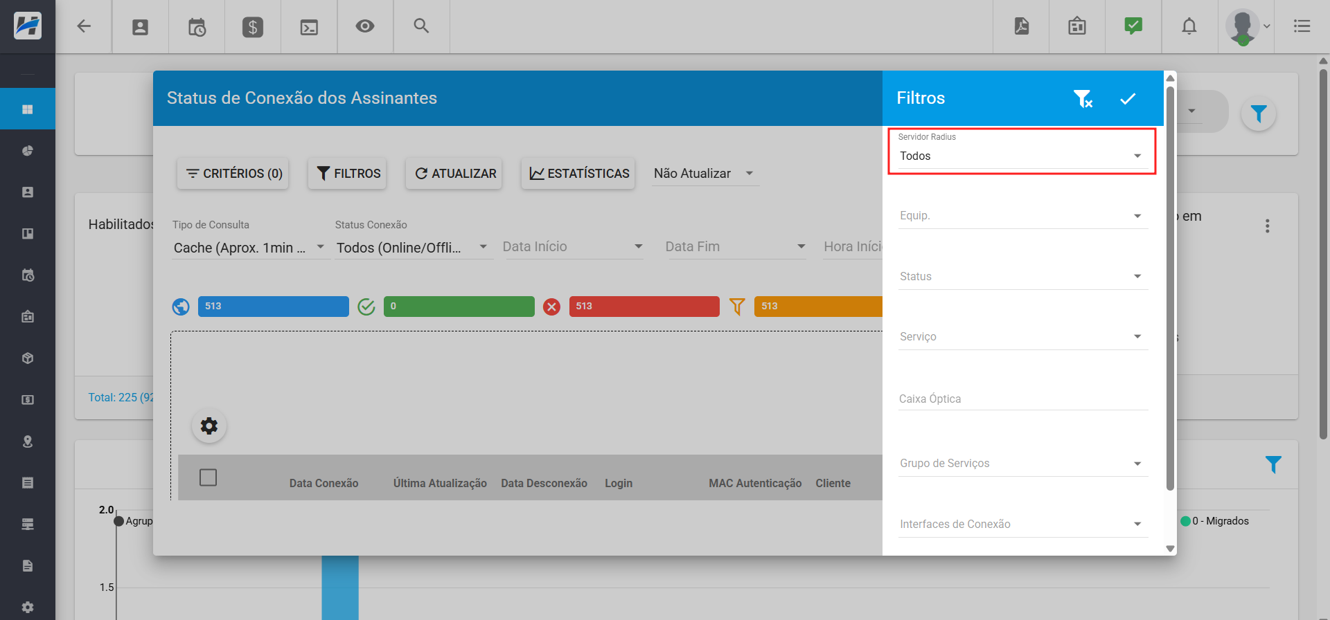 imagem_que_mostra_filtro_por_servidor_radius_assinantes_online_offline