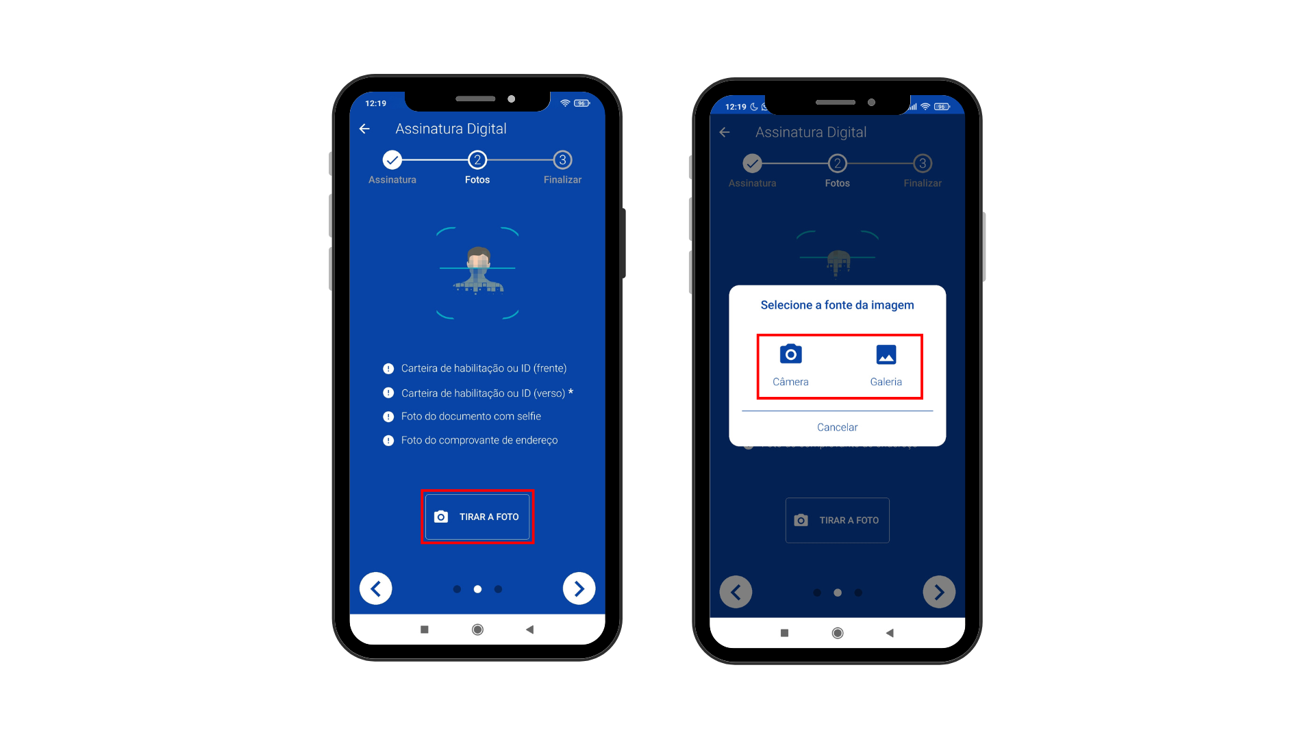 Imagem que mostra como vincular imagens por email pelo app