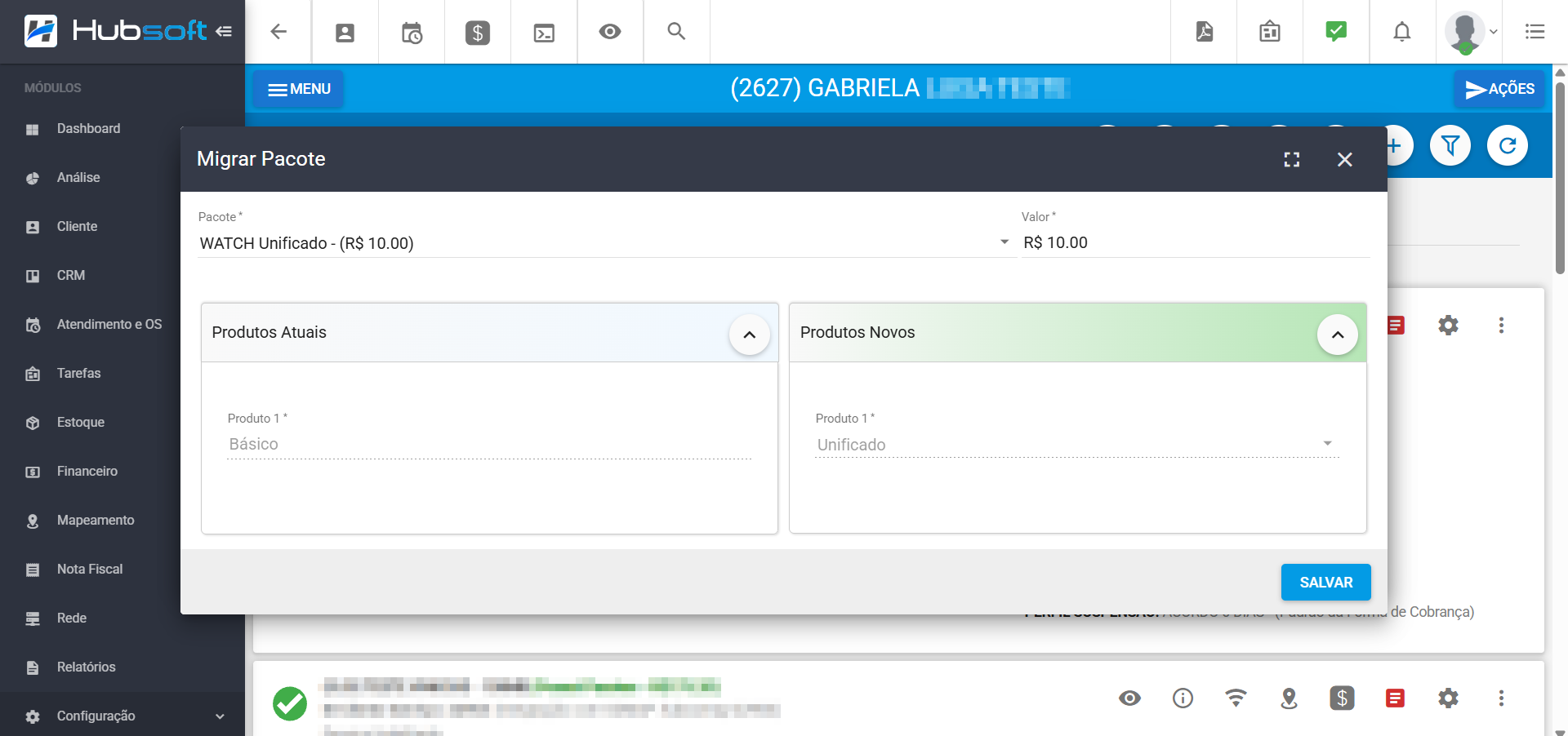 Exibe o resumo das alterações que serão realizadas.