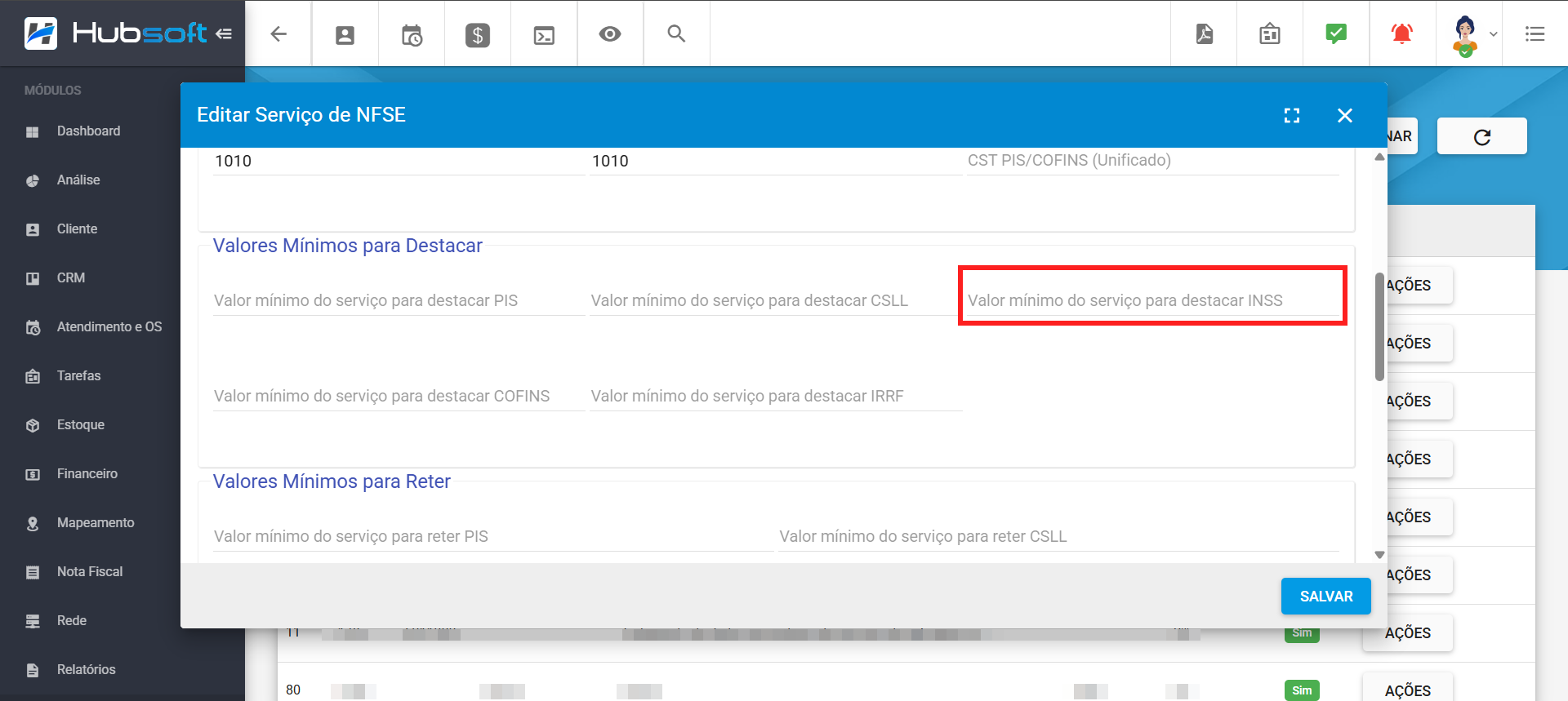 campo_valor_minimo_para_destacar_inss_servicos_de_nfse