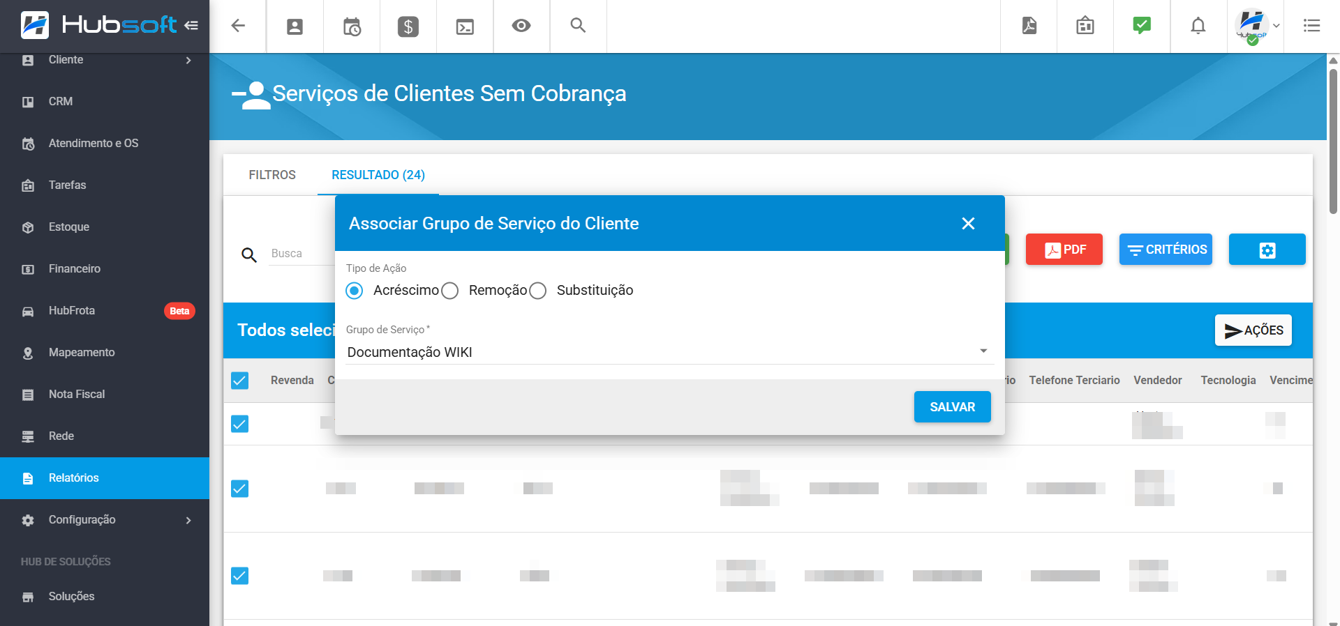 imagem_que_mostra_opcao_associar_grupo_de_servico_do_cliente_no_relatorio_de_servicos_sem_cobranca