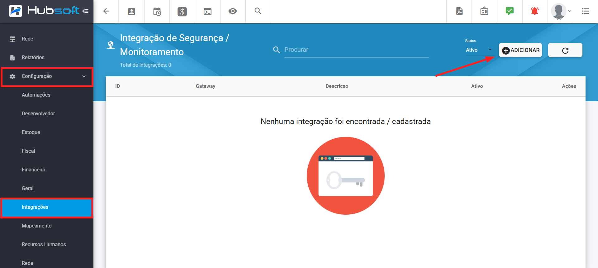 imagem_que_mostra_configuracao_integracoes_integracao_de_seguranca_e_monitoramento_adicionar