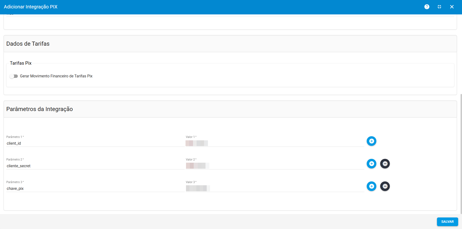 imagem_que_mostra_configuracao_integracoes_pix_sistema_adicionar_parametros