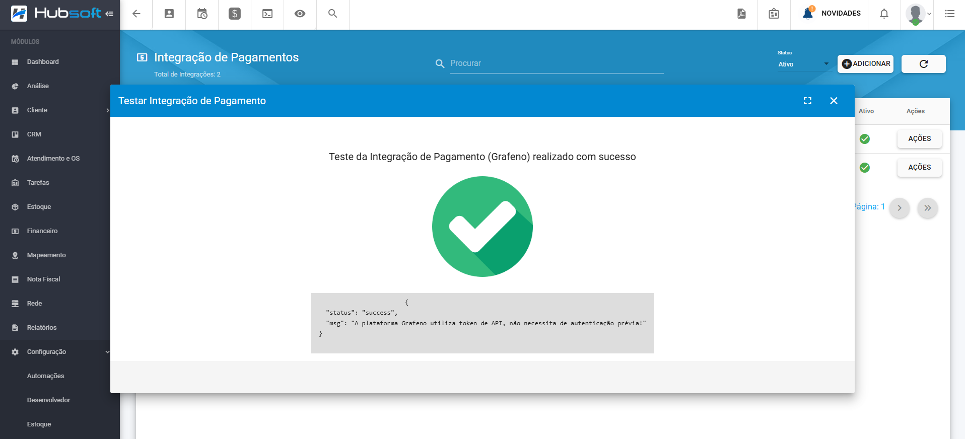 imagem_que_mostra_menu_configuracao_integracoes_de_pagamento_acoes_testar_sucesso